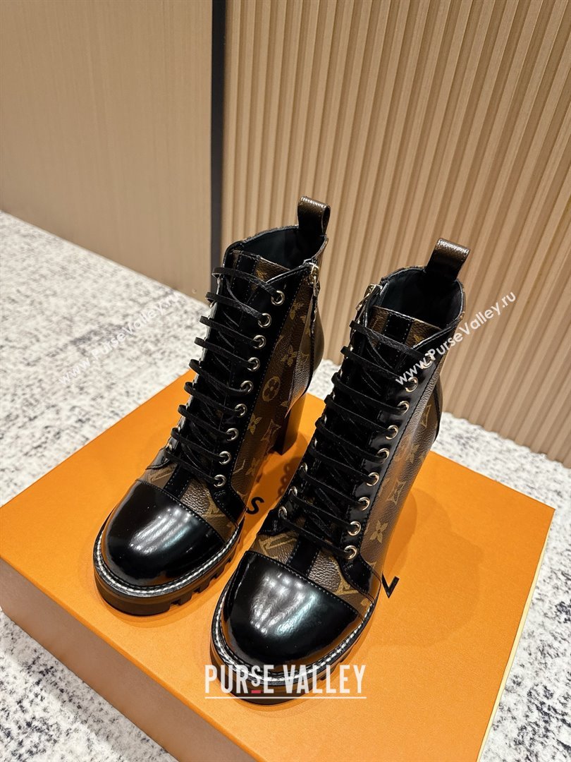 Louis Vuitton Star Trail Ankle Boots 9cm in Monogram Canvas Shiny Calfskin LV111823 Black/Brown 2025 (MD-25111823)
