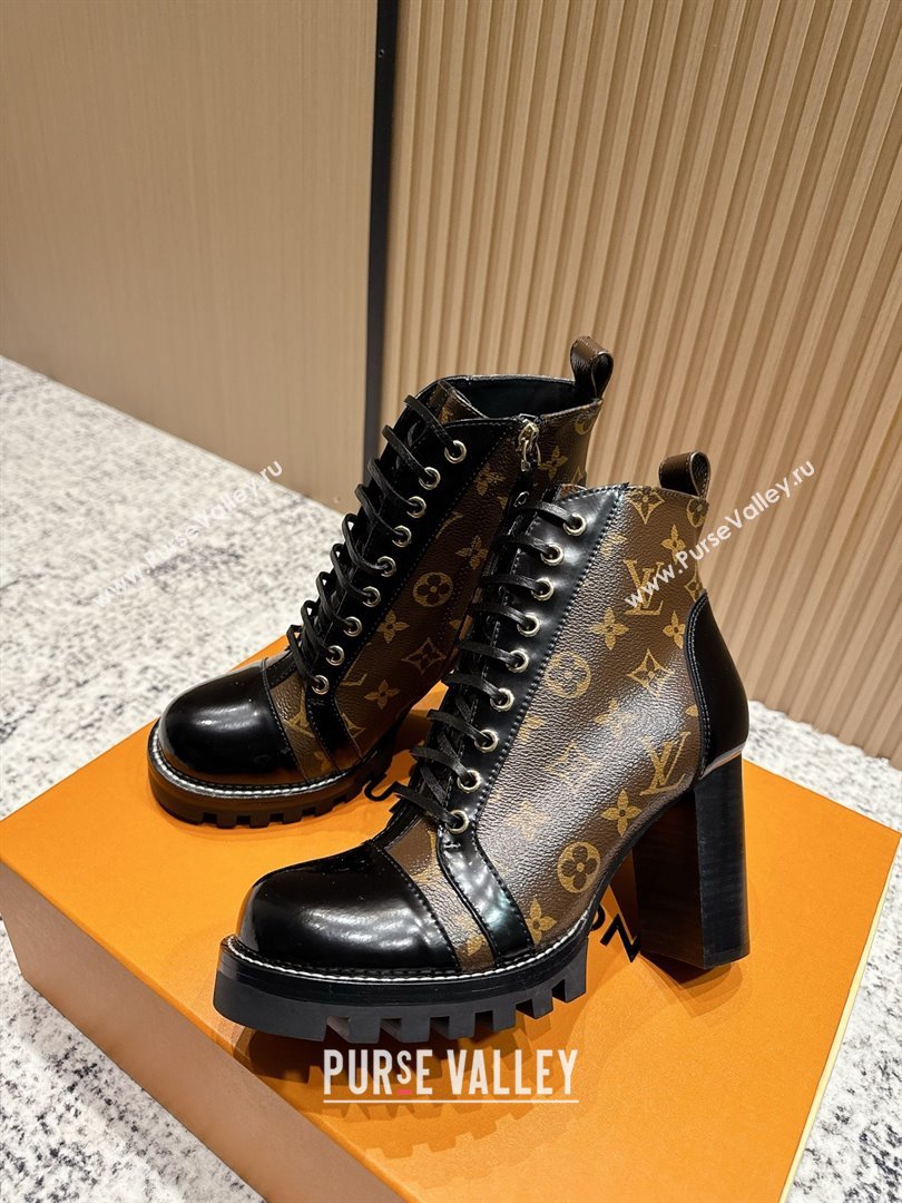 Louis Vuitton Star Trail Ankle Boots 9cm in Monogram Canvas Shiny Calfskin LV111823 Black/Brown 2025 (MD-25111823)