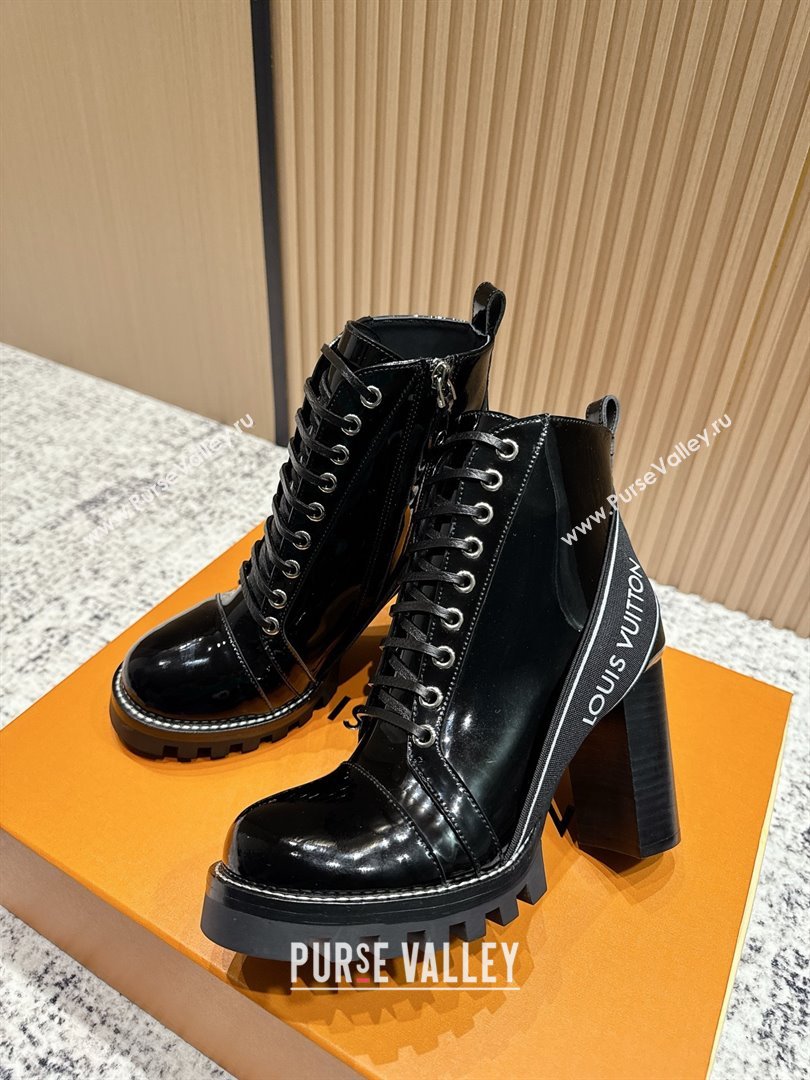 Louis Vuitton Star Trail Ankle Boots 9cm in Shiny Caflskin LV111820 Black 2025 (MD-25111820)