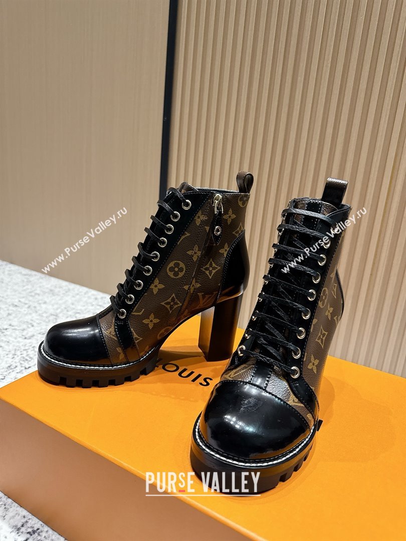 Louis Vuitton Star Trail Ankle Boots 9cm in Monogram Canvas Shiny Calfskin LV111823 Black/Brown 2025 (MD-25111823)