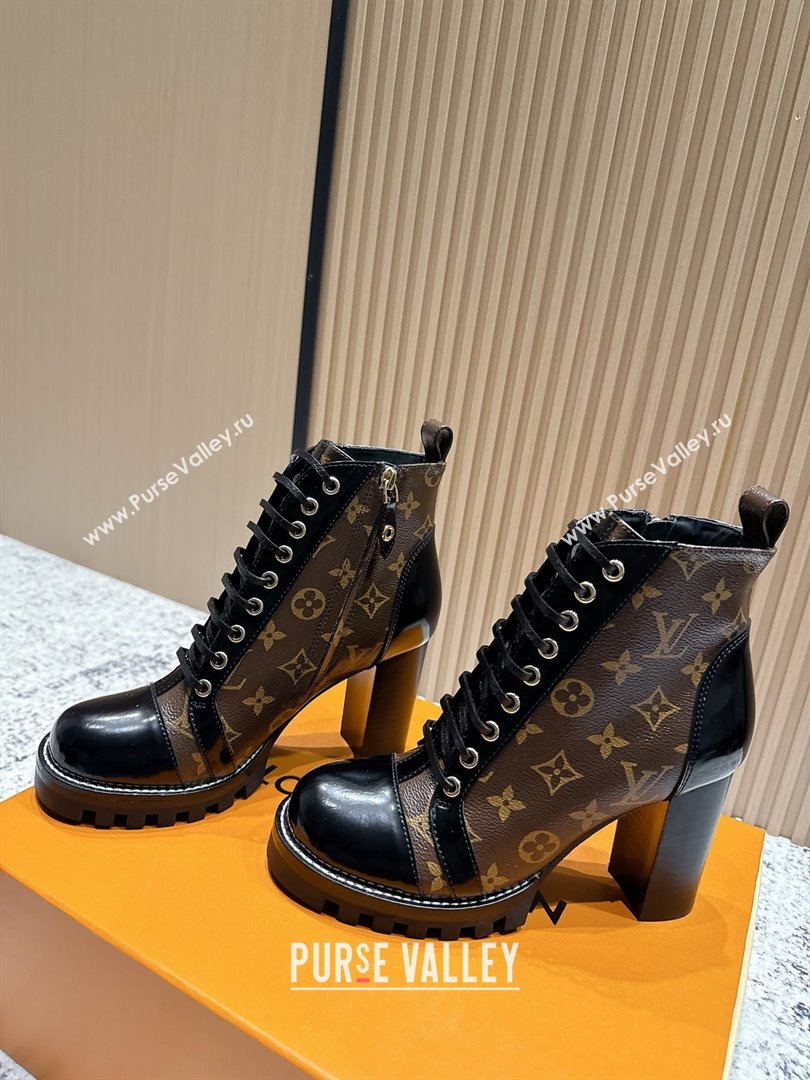 Louis Vuitton Star Trail Ankle Boots 9cm in Monogram Canvas Shiny Calfskin LV111823 Black/Brown 2025 (MD-25111823)