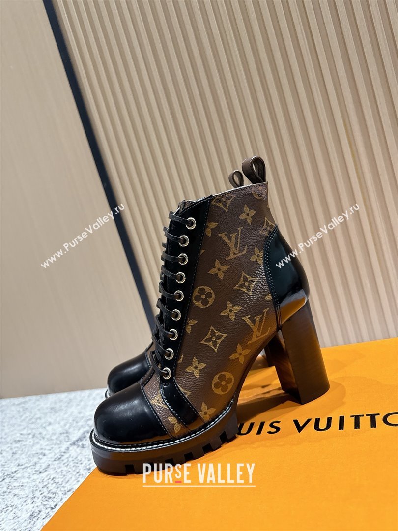Louis Vuitton Star Trail Ankle Boots 9cm in Monogram Canvas Shiny Calfskin LV111823 Black/Brown 2025 (MD-25111823)