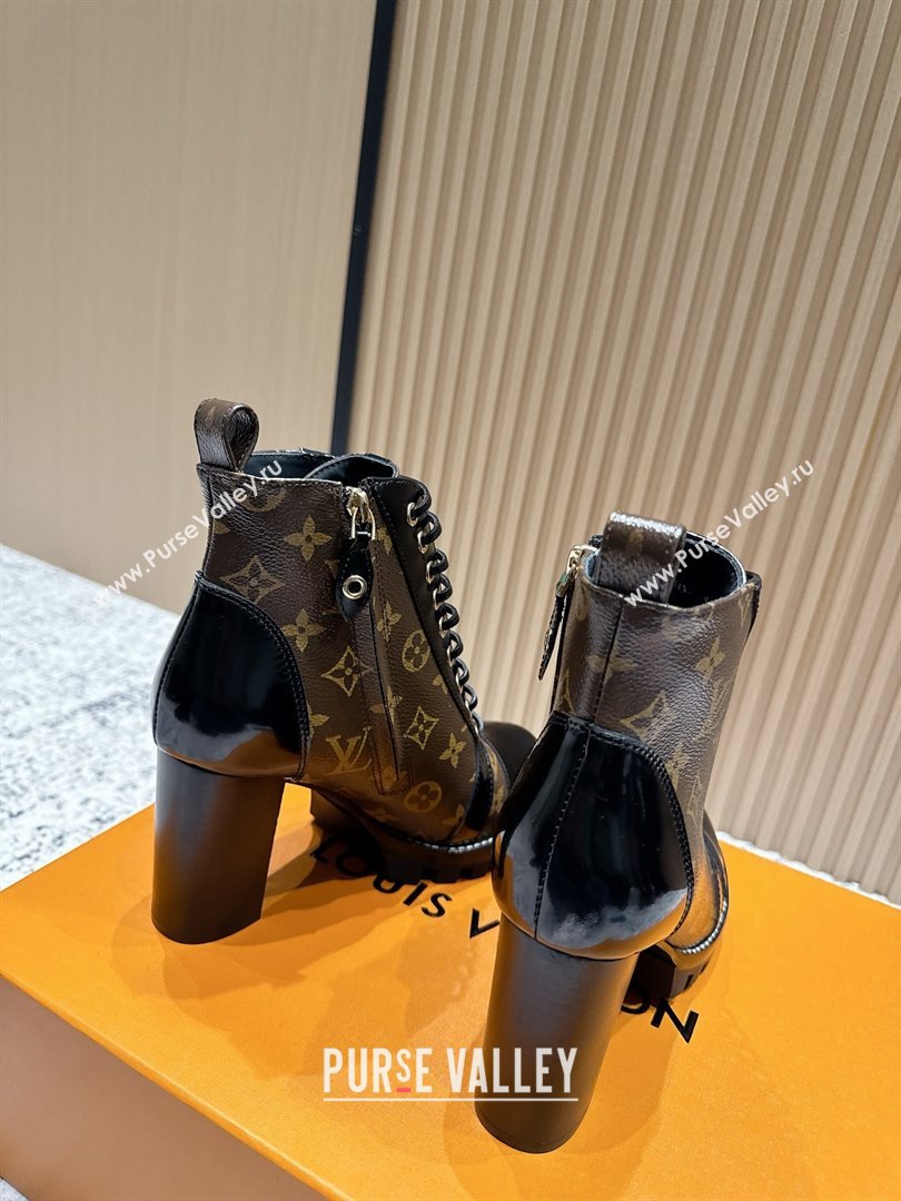 Louis Vuitton Star Trail Ankle Boots 9cm in Monogram Canvas Shiny Calfskin LV111823 Black/Brown 2025 (MD-25111823)