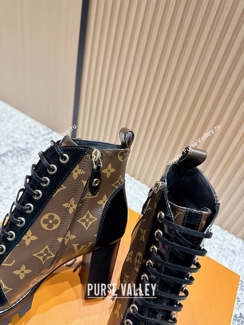Louis Vuitton Star Trail Ankle Boots 9cm in Monogram Canvas Shiny Calfskin LV111823 Black/Brown 2025 (MD-25111823)