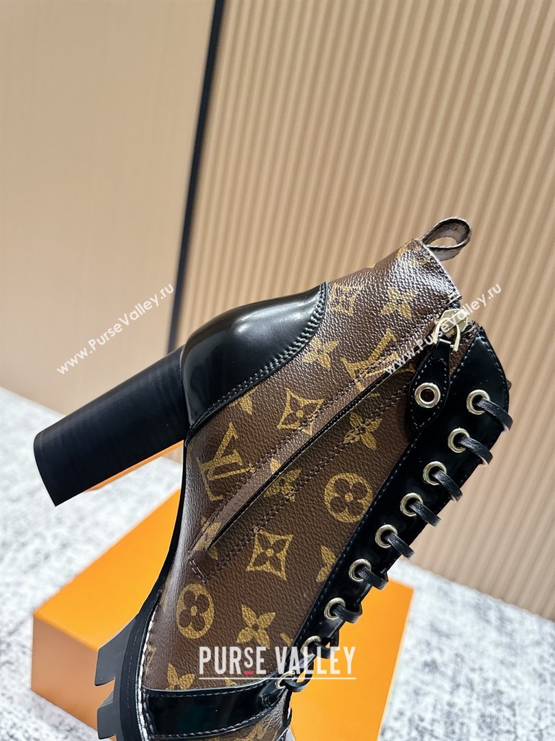 Louis Vuitton Star Trail Ankle Boots 9cm in Monogram Canvas Shiny Calfskin LV111823 Black/Brown 2025 (MD-25111823)