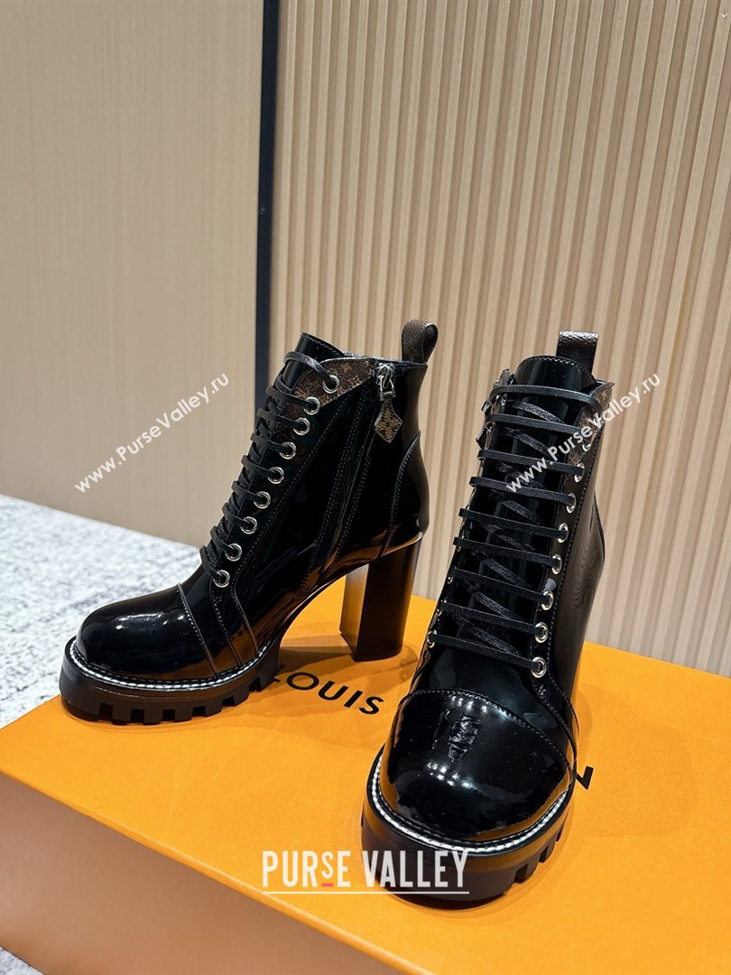 Louis Vuitton Star Trail Ankle Boots 9cm in Shiny Calfskin LV111824 Black 2025 (MD-25111824)