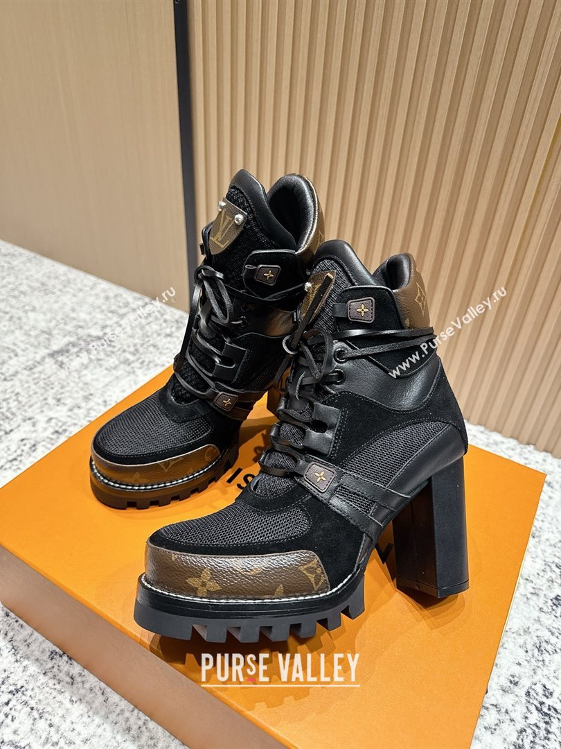 Louis Vuitton Star Trail Ankle Boots 9cm in Mesh, Suede Caflskin LV111826 Black 2025 (MD-25111826)