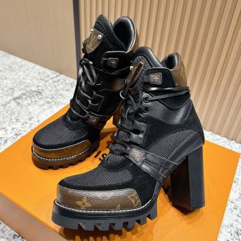 Louis Vuitton Star Trail Ankle Boots 9cm in Mesh, Suede Caflskin LV111826 Black 2025 (MD-25111826)