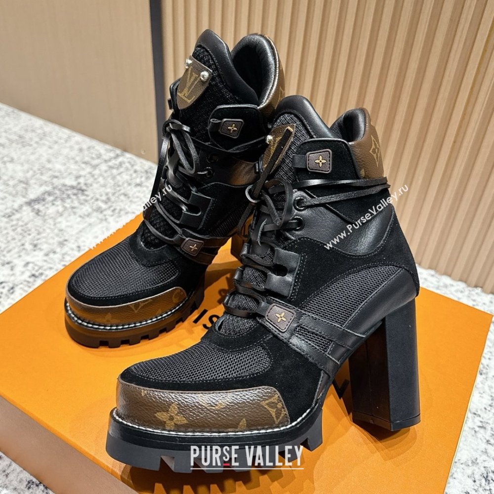 Louis Vuitton Star Trail Ankle Boots 9cm in Mesh, Suede Caflskin LV111826 Black 2025 (MD-25111826)
