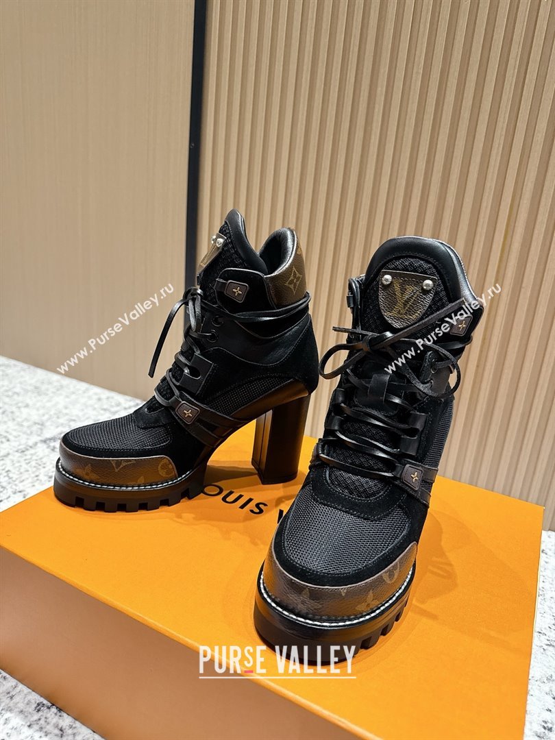 Louis Vuitton Star Trail Ankle Boots 9cm in Mesh, Suede Caflskin LV111826 Black 2025 (MD-25111826)