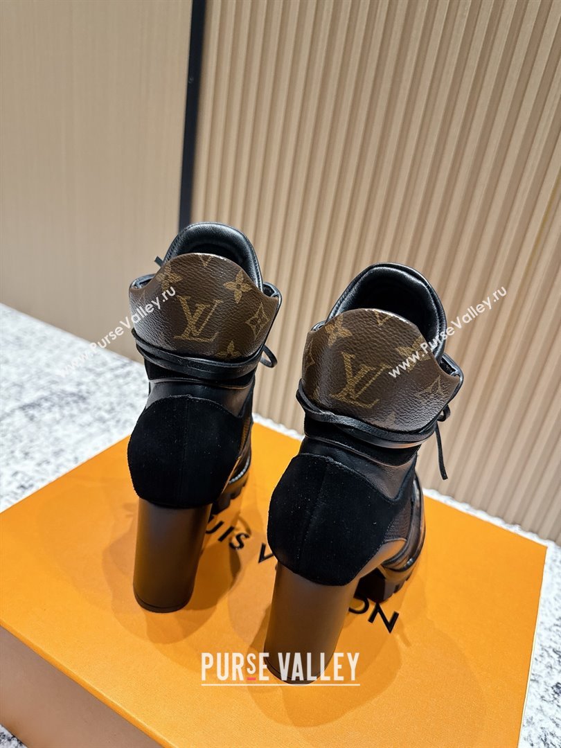 Louis Vuitton Star Trail Ankle Boots 9cm in Mesh, Suede Caflskin LV111826 Black 2025 (MD-25111826)