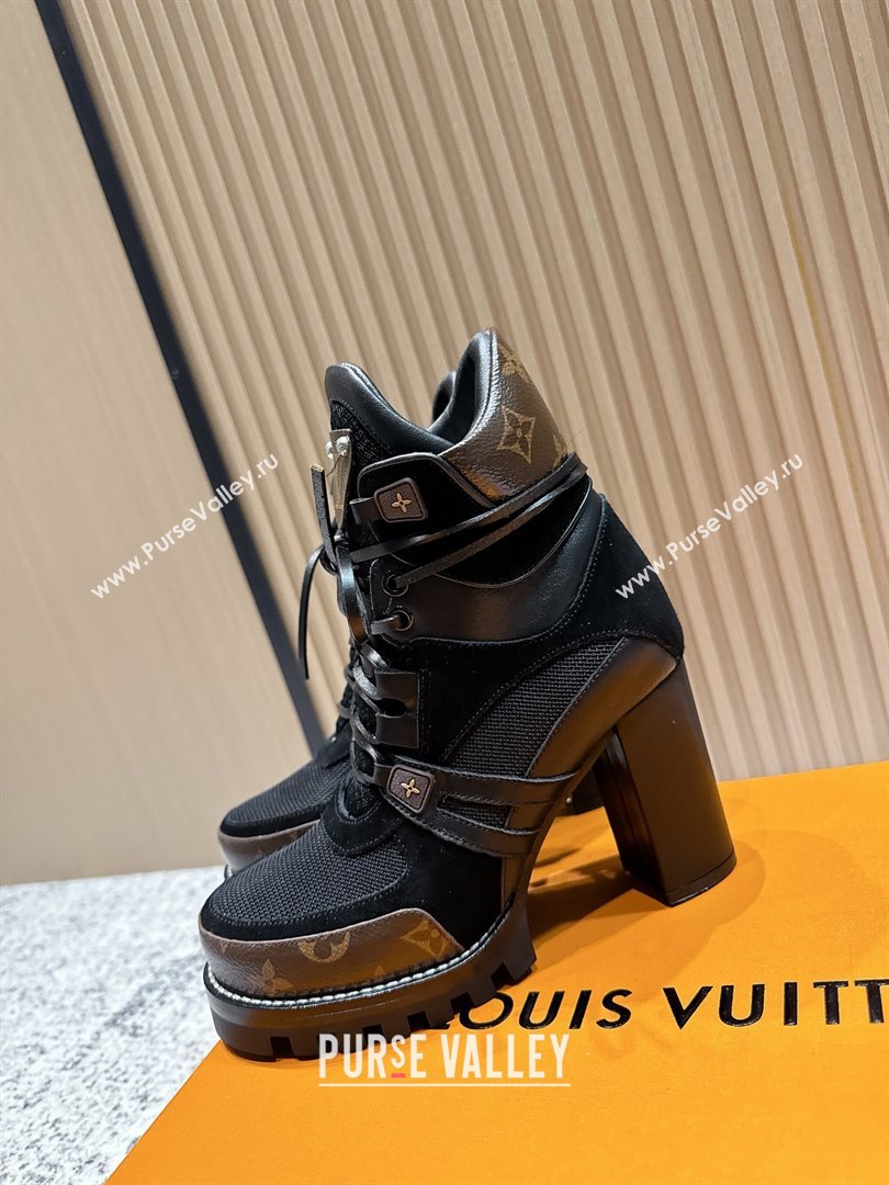 Louis Vuitton Star Trail Ankle Boots 9cm in Mesh, Suede Caflskin LV111826 Black 2025 (MD-25111826)