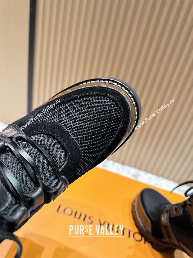 Louis Vuitton Star Trail Ankle Boots 9cm in Mesh, Suede Caflskin LV111826 Black 2025 (MD-25111826)