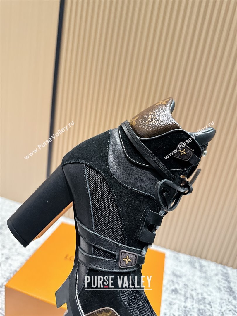 Louis Vuitton Star Trail Ankle Boots 9cm in Mesh, Suede Caflskin LV111826 Black 2025 (MD-25111826)