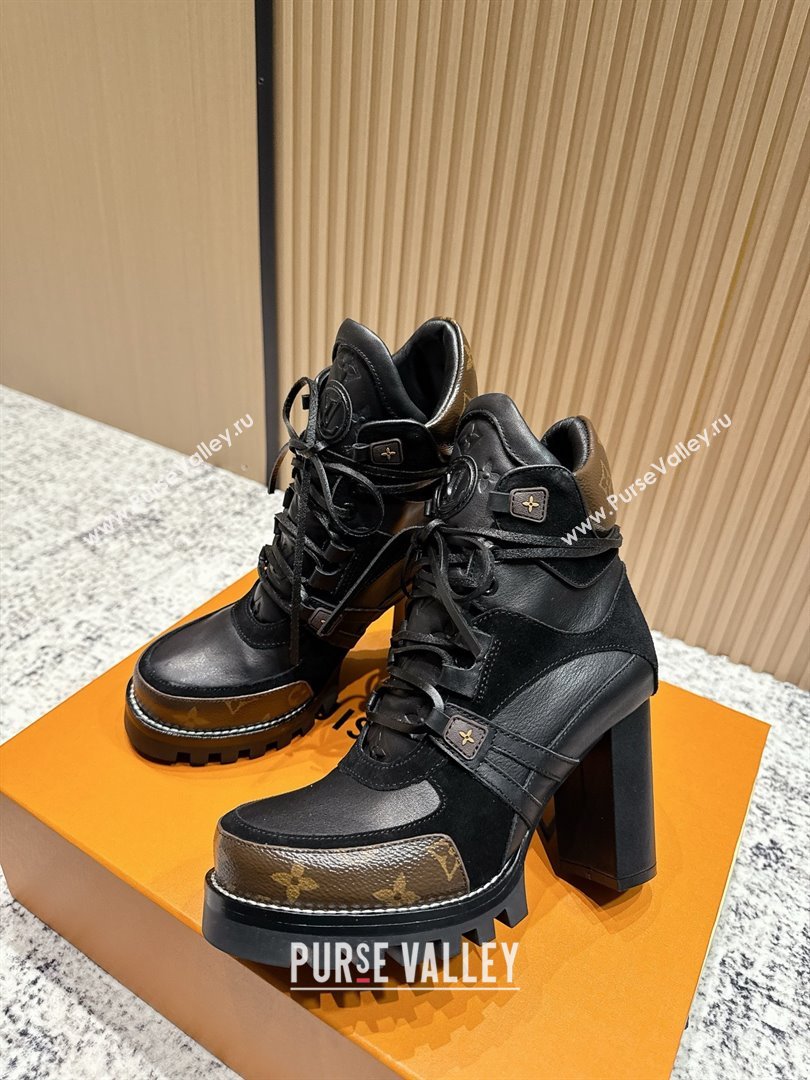 Louis Vuitton Star Trail Ankle Boots 9cm in Suede Smooth Caflskin LV111827 Black 2025 (MD-25111827)