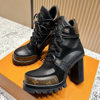 Louis Vuitton Star Trail Ankle Boots 9cm in Suede Smooth Caflskin LV111827 Black 2025 (MD-25111827)