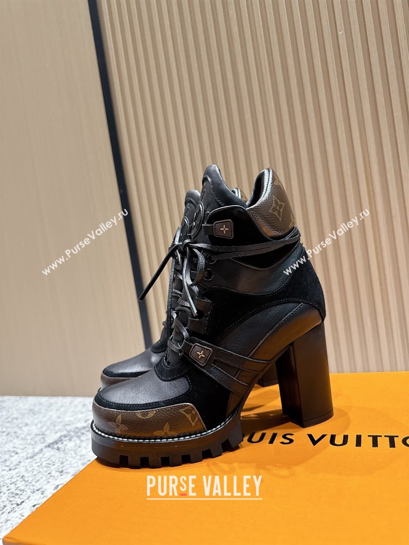 Louis Vuitton Star Trail Ankle Boots 9cm in Suede Smooth Caflskin LV111827 Black 2025 (MD-25111827)