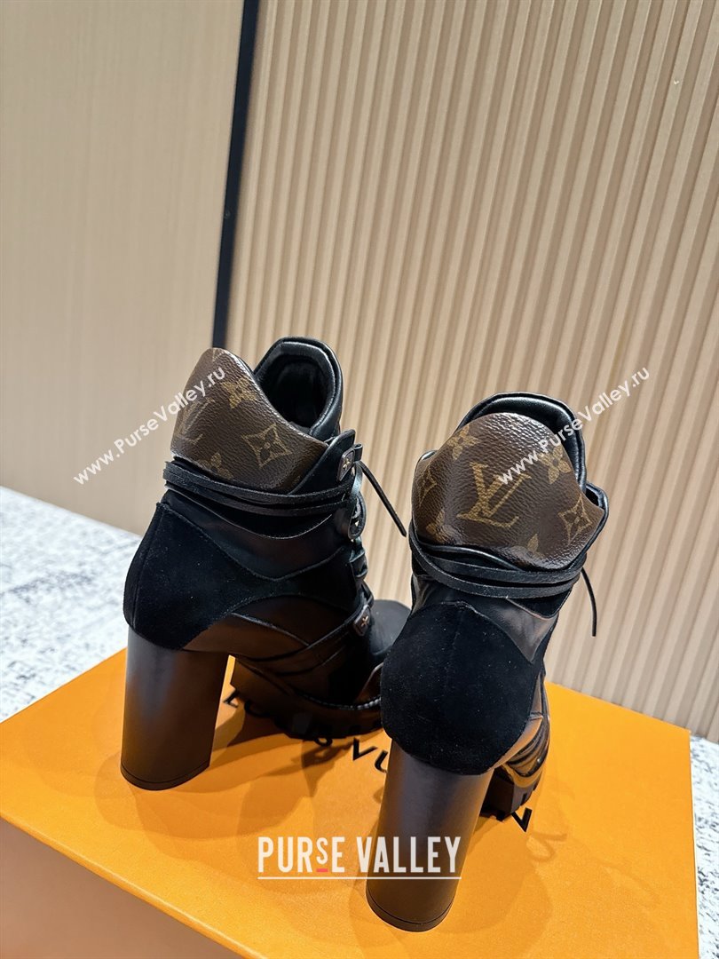 Louis Vuitton Star Trail Ankle Boots 9cm in Suede Smooth Caflskin LV111827 Black 2025 (MD-25111827)