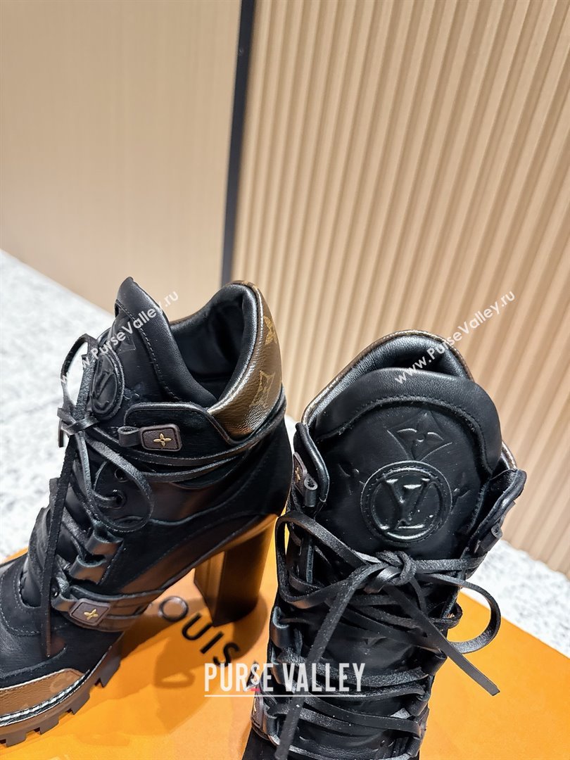 Louis Vuitton Star Trail Ankle Boots 9cm in Suede Smooth Caflskin LV111827 Black 2025 (MD-25111827)