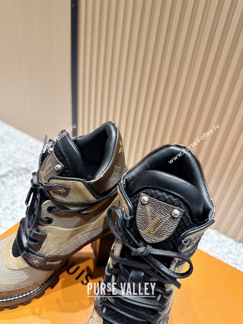Louis Vuitton Star Trail Ankle Boots 9cm in Mesh, Suede Caflskin LV111828 Khaki 2025 (MD-25111828)