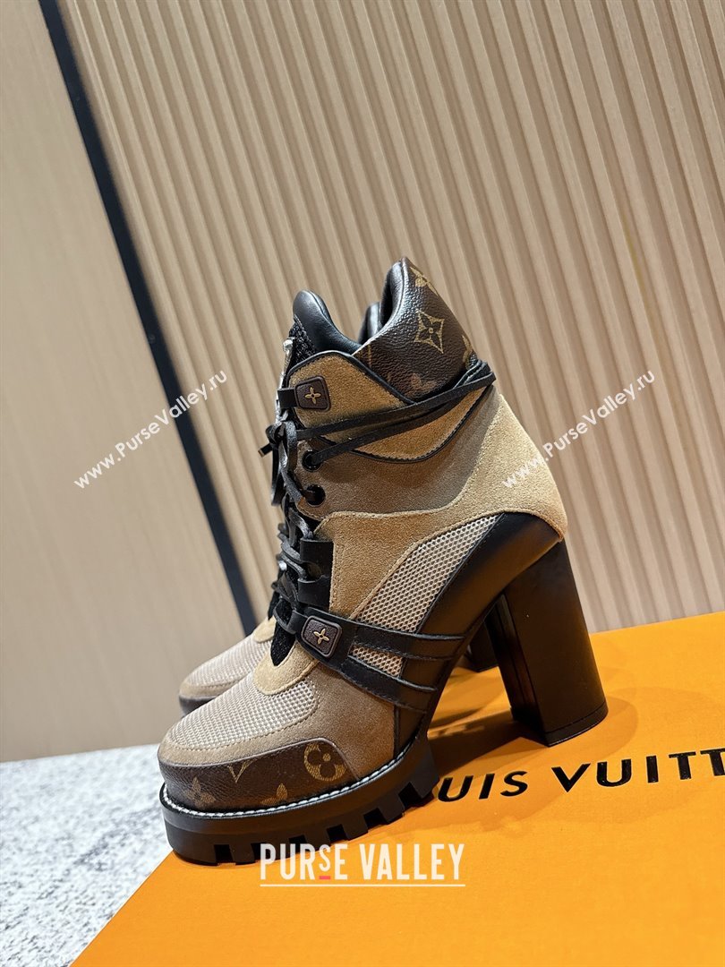 Louis Vuitton Star Trail Ankle Boots 9cm in Mesh, Suede Caflskin LV111828 Khaki 2025 (MD-25111828)