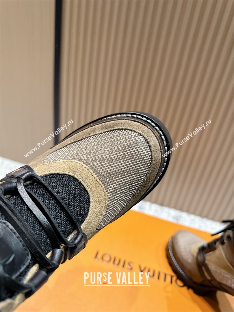 Louis Vuitton Star Trail Ankle Boots 9cm in Mesh, Suede Caflskin LV111828 Khaki 2025 (MD-25111828)