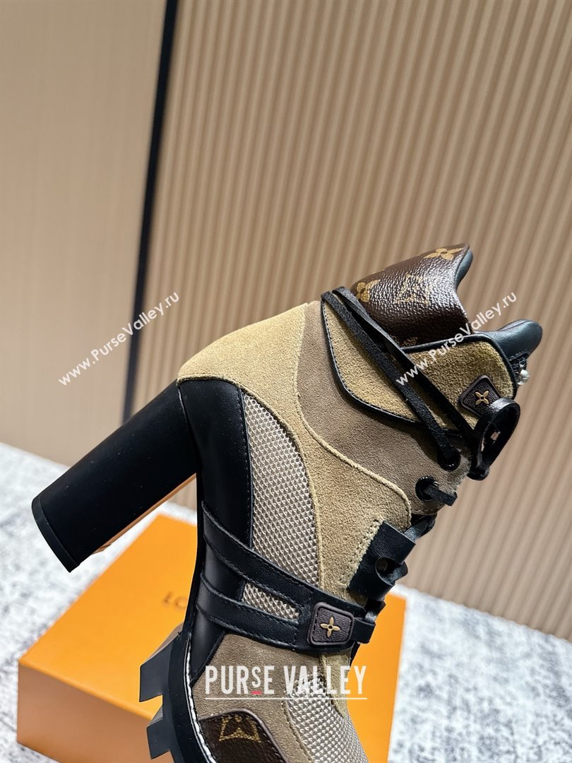 Louis Vuitton Star Trail Ankle Boots 9cm in Mesh, Suede Caflskin LV111828 Khaki 2025 (MD-25111828)