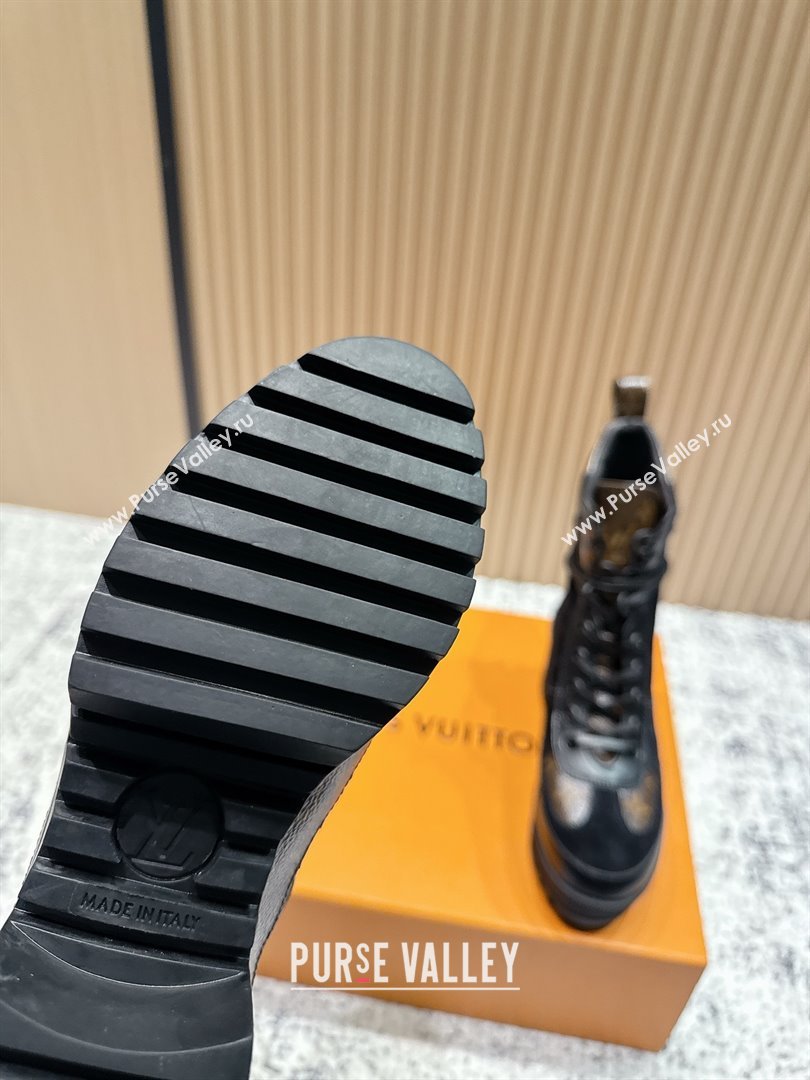 Louis Vuitton Laureate Platform Desert Ankle Boots in Monogram Suede 7cm LV111911 Black 2025 (MD-25111911)