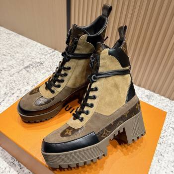 Louis Vuitton Laureate Platform Desert Ankle Boots in Monogram Suede 7cm LV111912 Brown 2025 (MD-25111912)