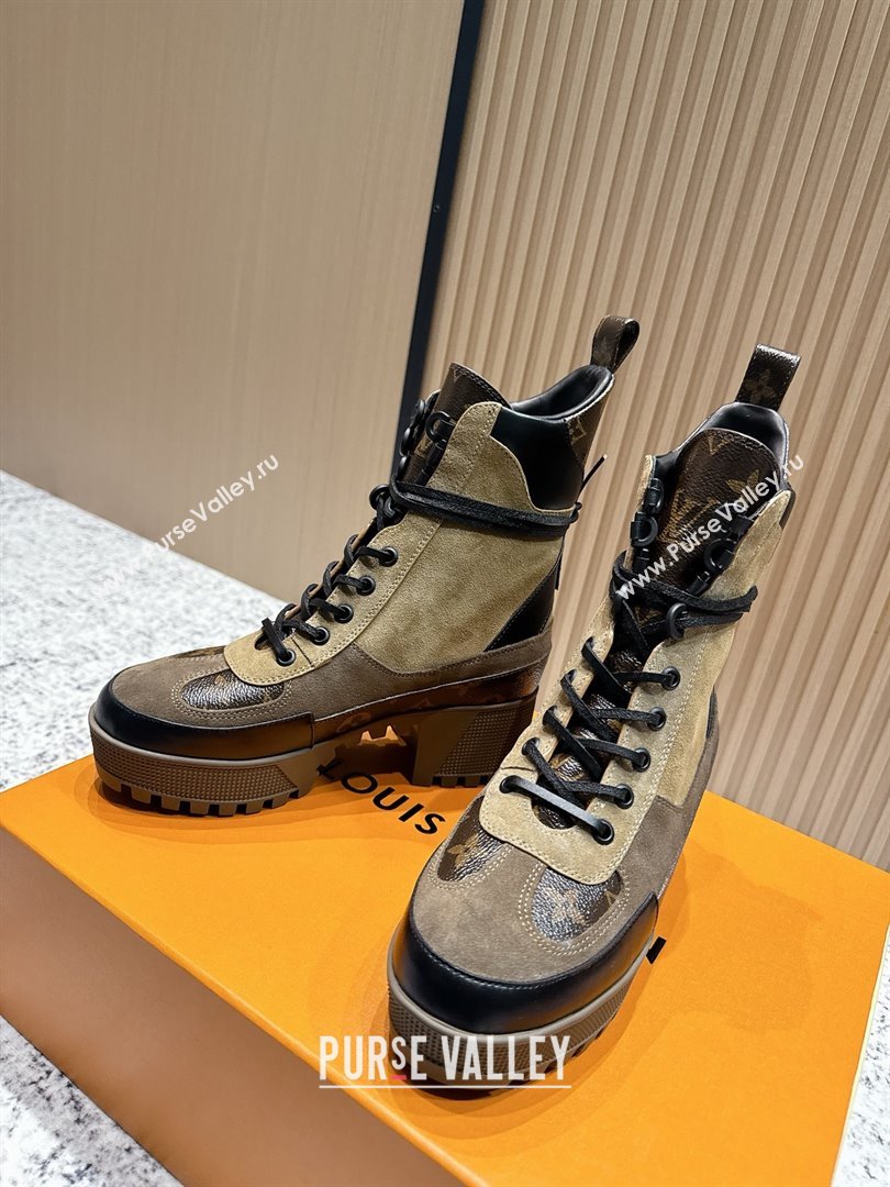Louis Vuitton Laureate Platform Desert Ankle Boots in Monogram Suede 7cm LV111912 Brown 2025 (MD-25111912)