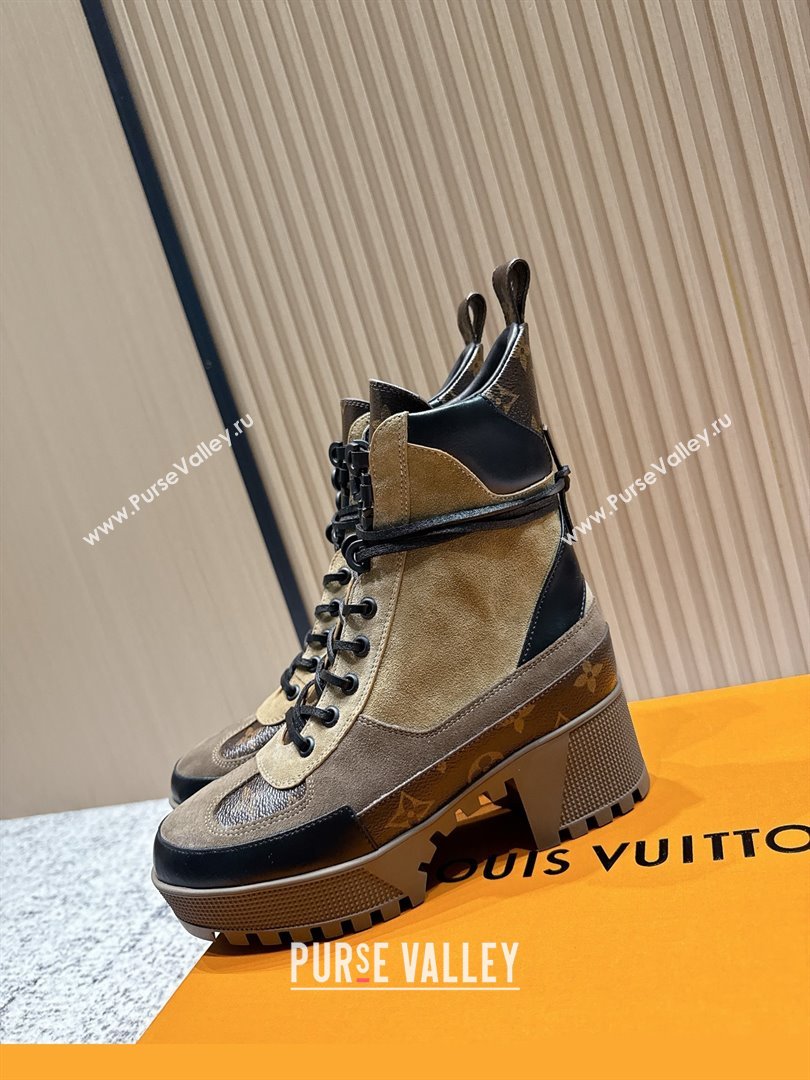 Louis Vuitton Laureate Platform Desert Ankle Boots in Monogram Suede 7cm LV111912 Brown 2025 (MD-25111912)