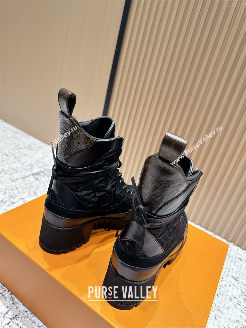 Louis Vuitton Laureate Platform Desert Ankle Boots in Monogram Fabric Suede 7cm LV111913 Black 2025 (MD-25111913)
