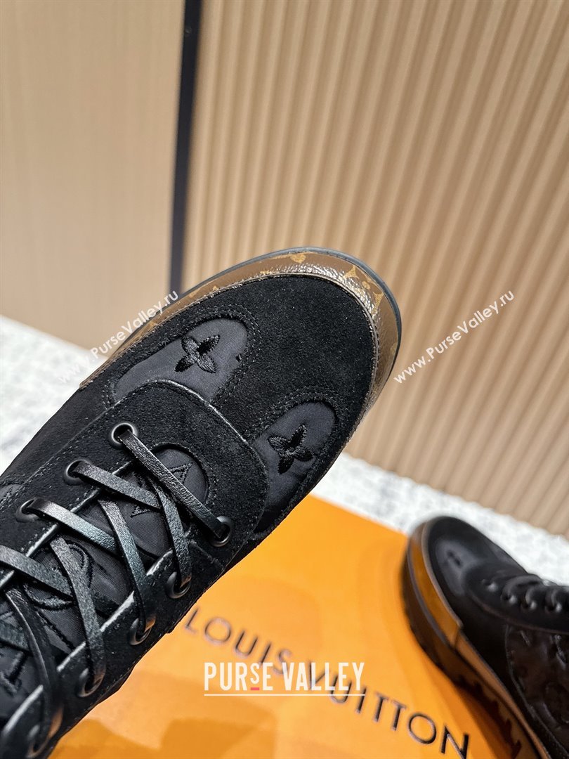 Louis Vuitton Laureate Platform Desert Ankle Boots in Monogram Fabric Suede 7cm LV111913 Black 2025 (MD-25111913)