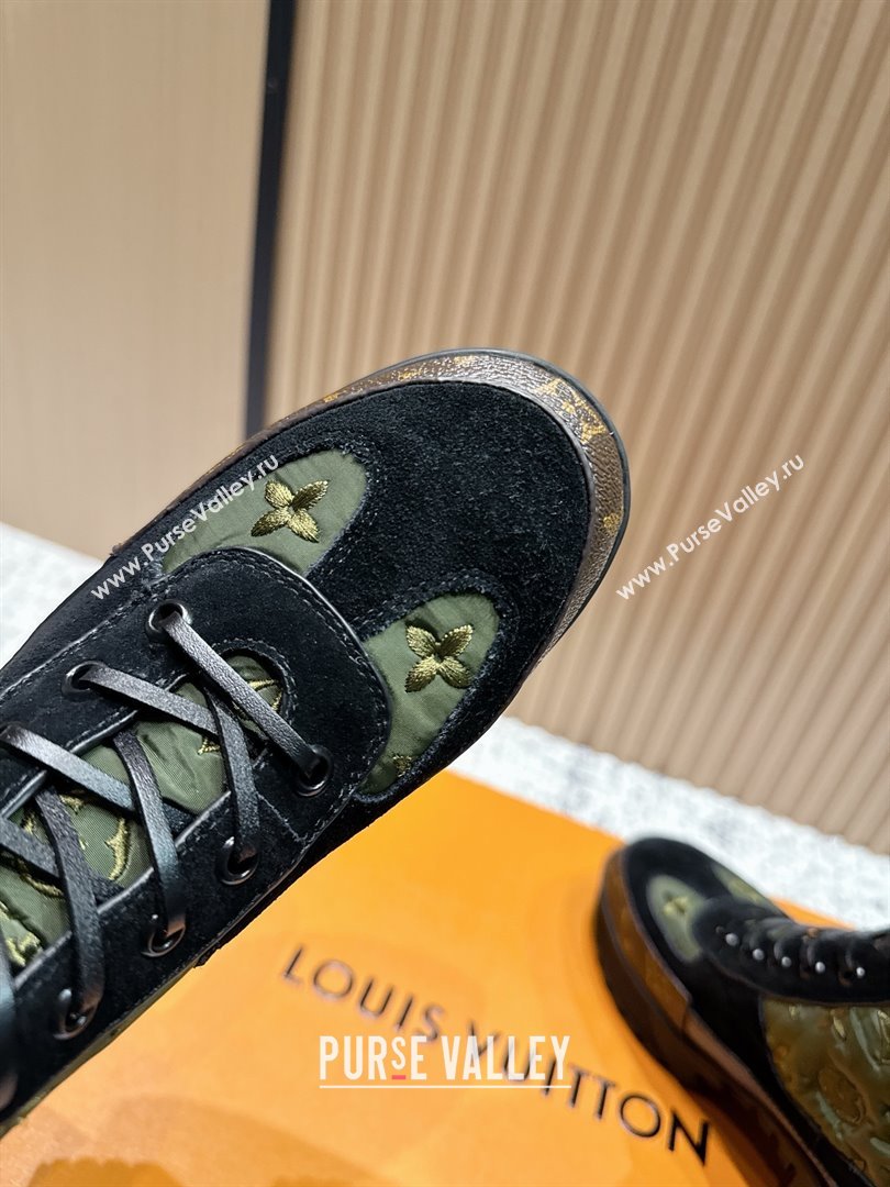 Louis Vuitton Laureate Platform Desert Ankle Boots in Monogram Fabric Suede 7cm LV111914 Green 2025 (MD-25111914)