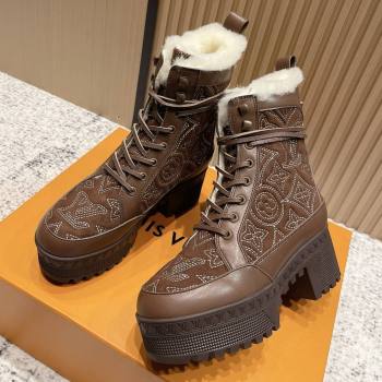Louis Vuitton Laureate Platform Desert Ankle Boots in Monogram Calfskin Suede 7cm LV111916 Brown 2025 (MD-2511916)