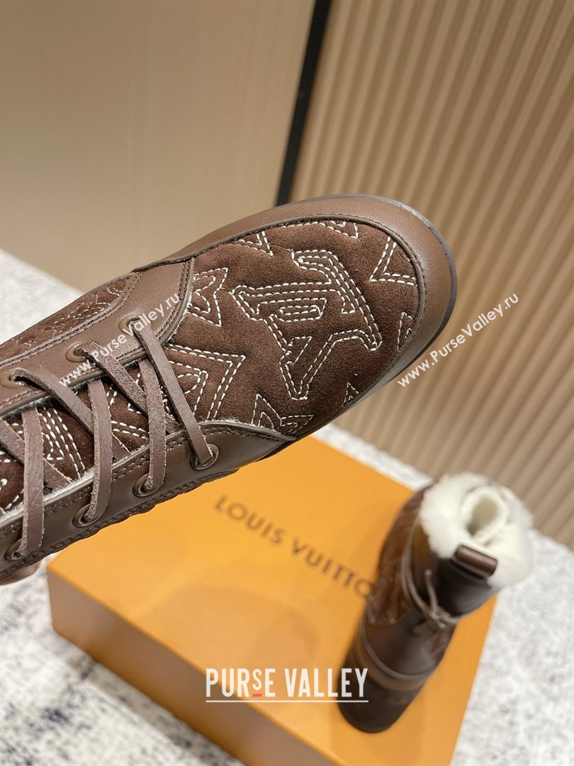 Louis Vuitton Laureate Platform Desert Ankle Boots in Monogram Calfskin Suede 7cm LV111916 Brown 2025 (MD-2511916)