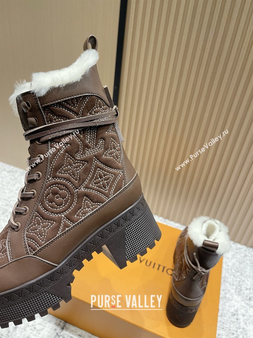 Louis Vuitton Laureate Platform Desert Ankle Boots in Monogram Calfskin Suede 7cm LV111916 Brown 2025 (MD-2511916)