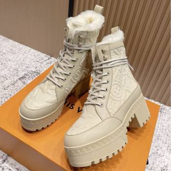 Louis Vuitton Laureate Platform Desert Ankle Boots in Monogram Calfskin Suede 7cm LV111917 Beige 2025 (MD-25111917)
