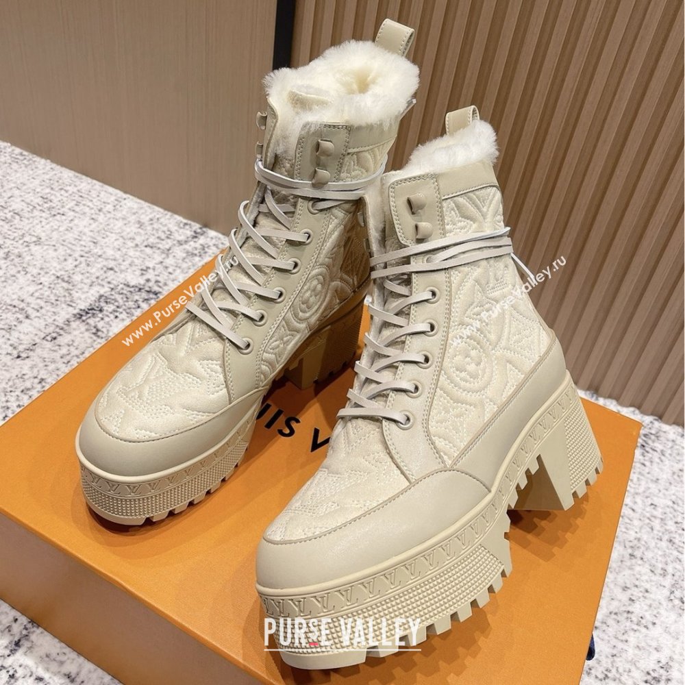 Louis Vuitton Laureate Platform Desert Ankle Boots in Monogram Calfskin Suede 7cm LV111917 Beige 2025 (MD-25111917)
