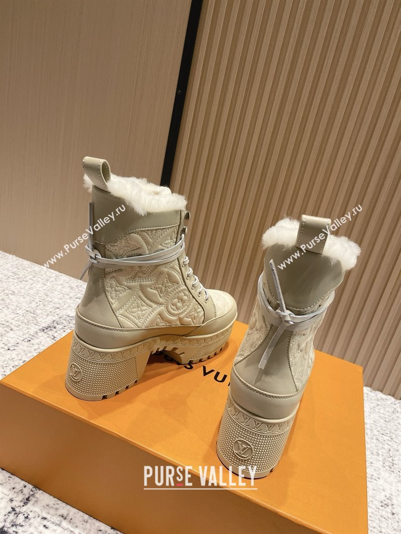 Louis Vuitton Laureate Platform Desert Ankle Boots in Monogram Calfskin Suede 7cm LV111917 Beige 2025 (MD-25111917)
