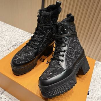 Louis Vuitton Laureate Platform Desert Ankle Boots in Monogram Calfskin Suede 7cm LV111918 Black 2025 (MD-25111918)