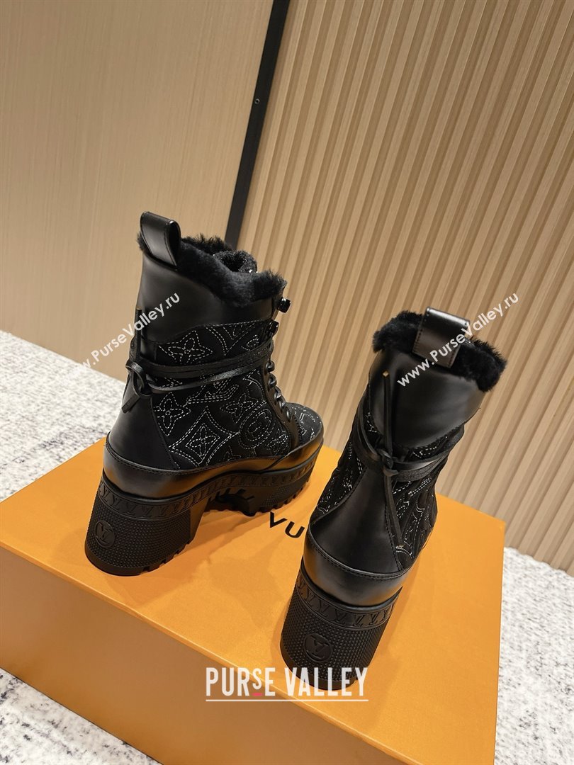 Louis Vuitton Laureate Platform Desert Ankle Boots in Monogram Calfskin Suede 7cm LV111918 Black 2025 (MD-25111918)