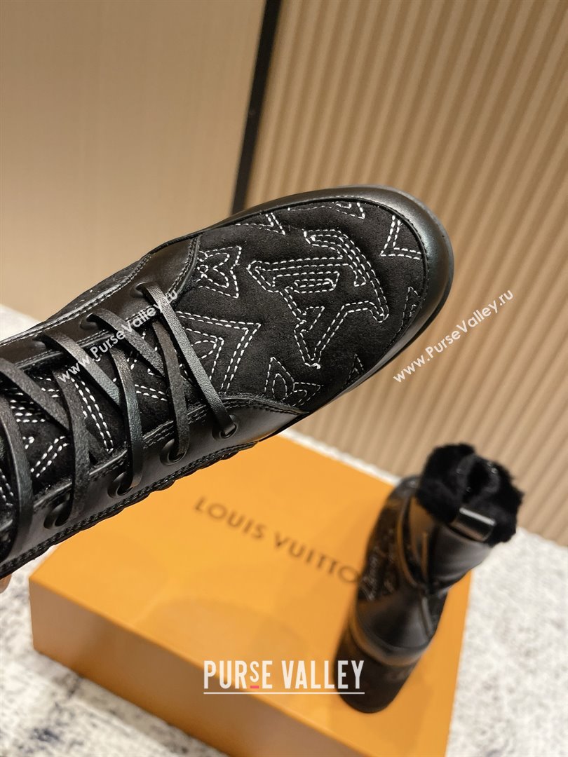 Louis Vuitton Laureate Platform Desert Ankle Boots in Monogram Calfskin Suede 7cm LV111918 Black 2025 (MD-25111918)