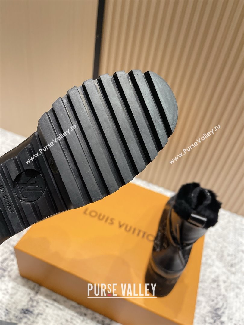 Louis Vuitton Laureate Platform Desert Ankle Boots in Monogram Calfskin Suede 7cm LV111918 Black 2025 (MD-25111918)