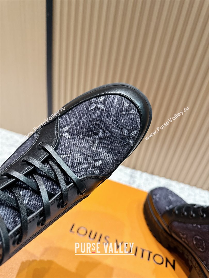 Louis Vuitton Laureate Platform Desert Ankle Boots in Monogram Denim 7cm LV111903 Black 2025 (MD-25111903)