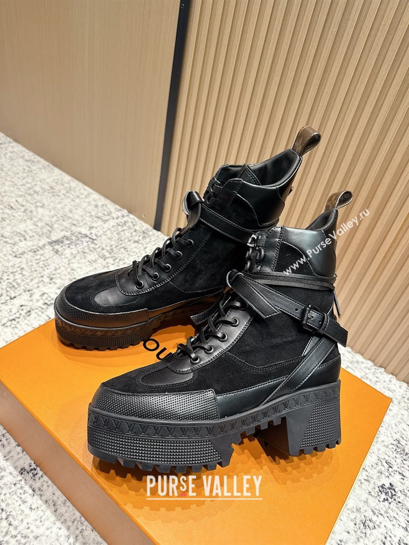 Louis Vuitton Laureate Platform Desert Ankle Boots in Suede Calfskin 7cm LV111904 Black 2025 (MD-25111904)