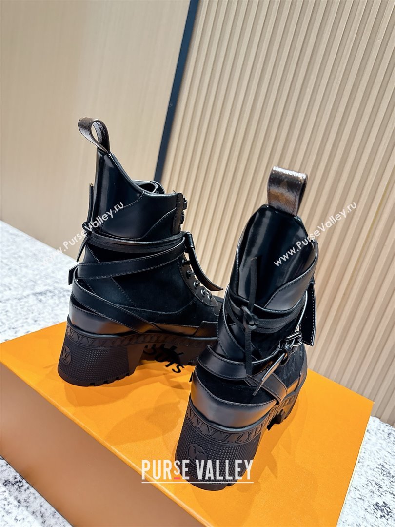 Louis Vuitton Laureate Platform Desert Ankle Boots in Suede Calfskin 7cm LV111904 Black 2025 (MD-25111904)