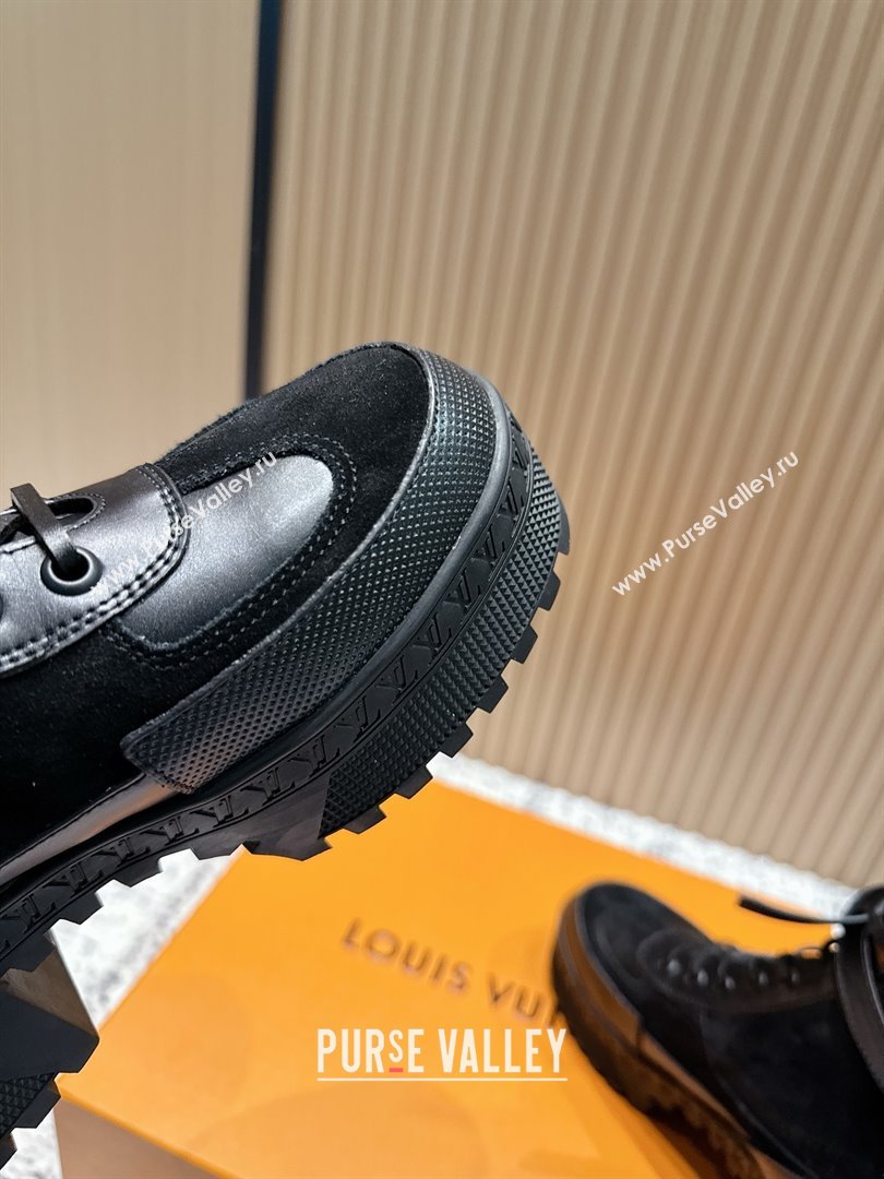 Louis Vuitton Laureate Platform Desert Ankle Boots in Suede Calfskin 7cm LV111904 Black 2025 (MD-25111904)