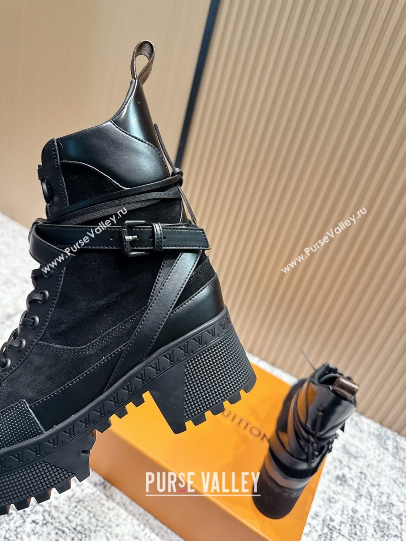 Louis Vuitton Laureate Platform Desert Ankle Boots in Suede Calfskin 7cm LV111904 Black 2025 (MD-25111904)