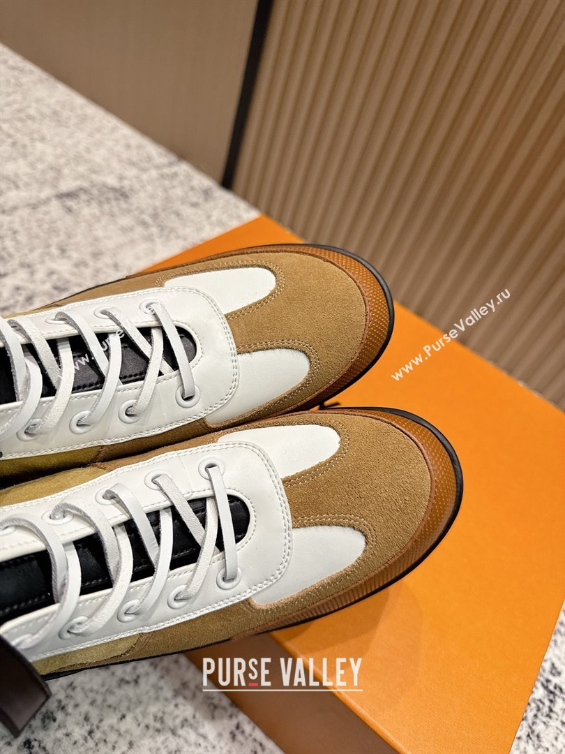 Louis Vuitton Laureate Platform Desert Ankle Boots in Suede Calfskin 7cm LV111905 Brown/Beige 2025 (MD-25111905)